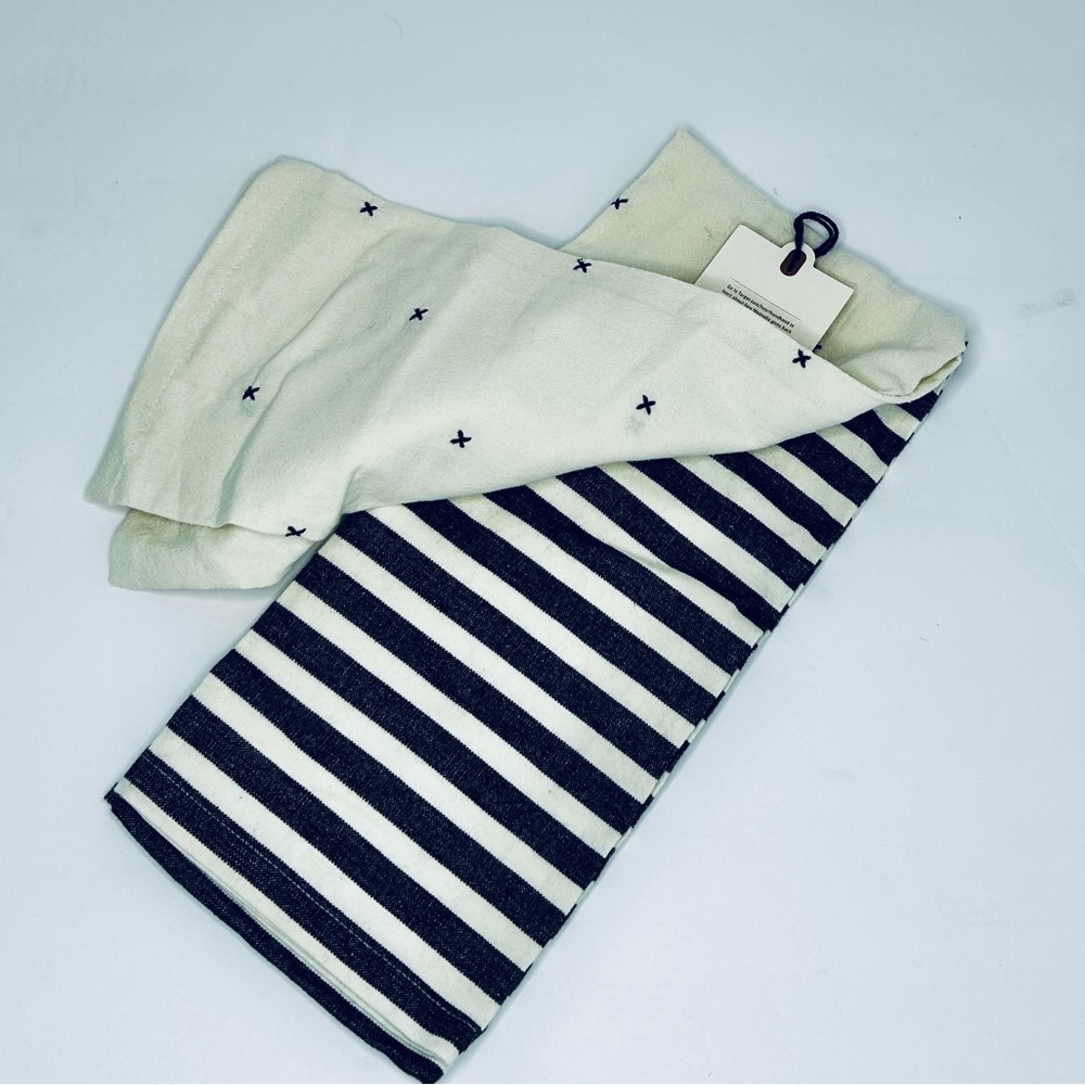 Hearth & Hand with Magnolia Two Dish Towels 100% Cotton white and black